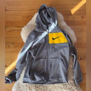 Nike Kids Hoodie Jacket in Gray and Yellow